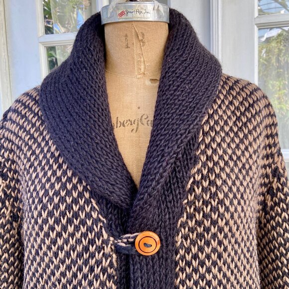 Angela Campos de Morris Vintage Mexico Wool Hand Knit Button Front Cardigan M L - Picture 4 of 11